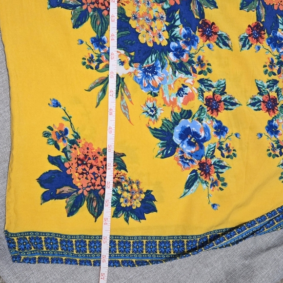 Flying Tomato Yellow Maxi Dress with Blue Peach Floral Print Size Large - Picture 11 of 11